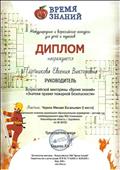 Диплом руководителя во Всероссийской викторине "Время знаний" "знатоки правил пожарной безопасности" 